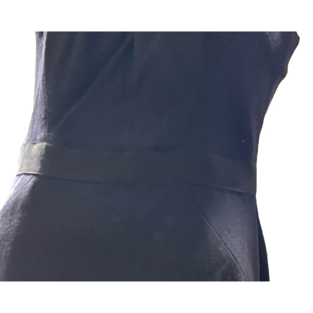 Milly Little Black Lightweight Wool Dress with Square Neck Pleated Detail Size 6 - Picture 3 of 9
